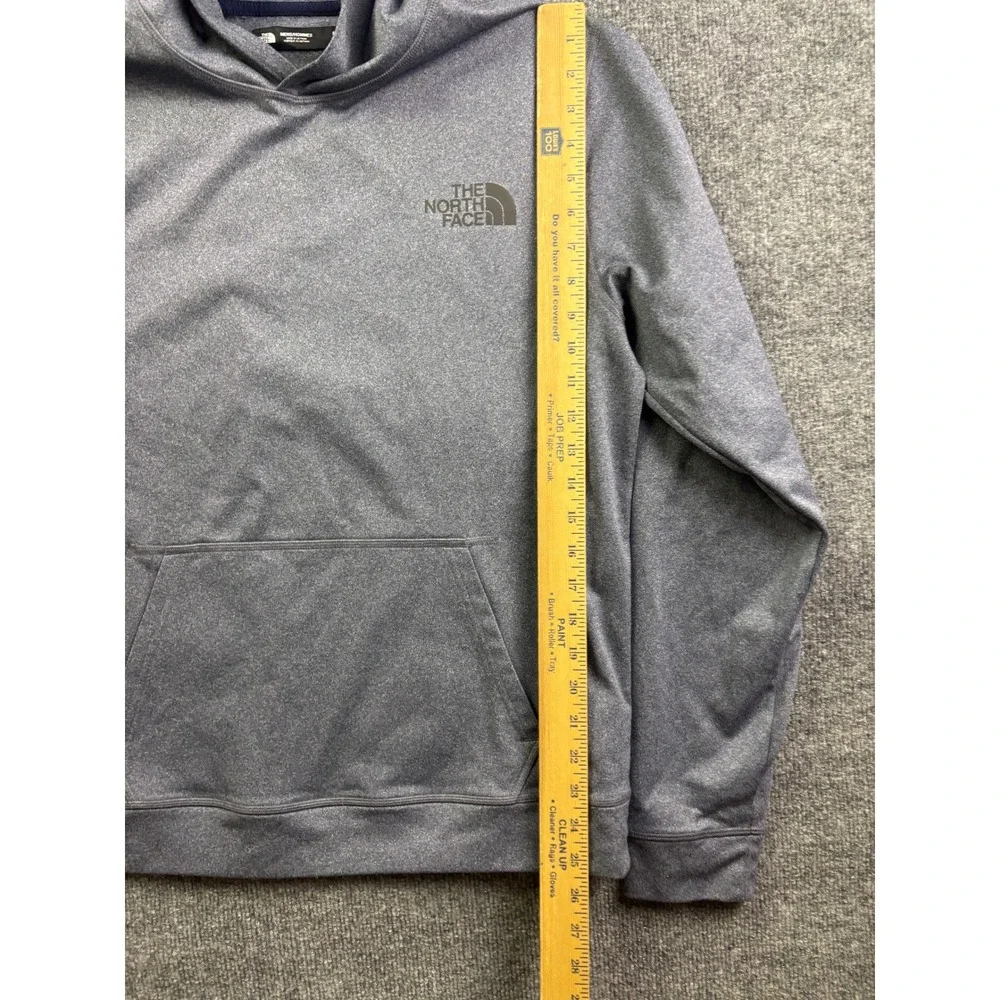 The North Face Hoodie Mens M Blue Gray Heathered Performance Fleece‎ Pullover